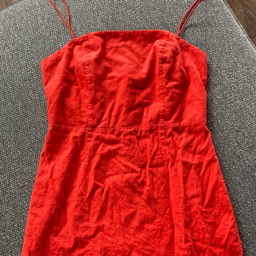 Urban Outfitters Red Linen Mini Dress, Size 8